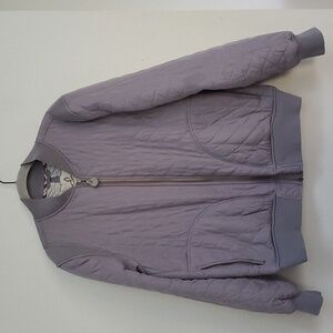 Prana Diva varsity Vapor gray sherpa bomber jacket